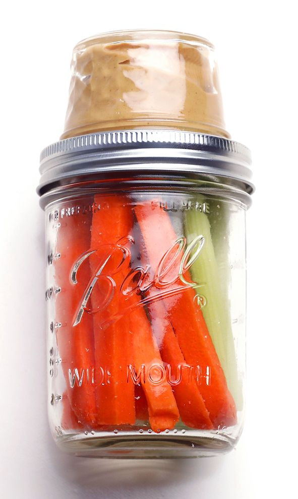 Healthy Car Snacks
 Healthy snack ideas connect two mason jars like this and