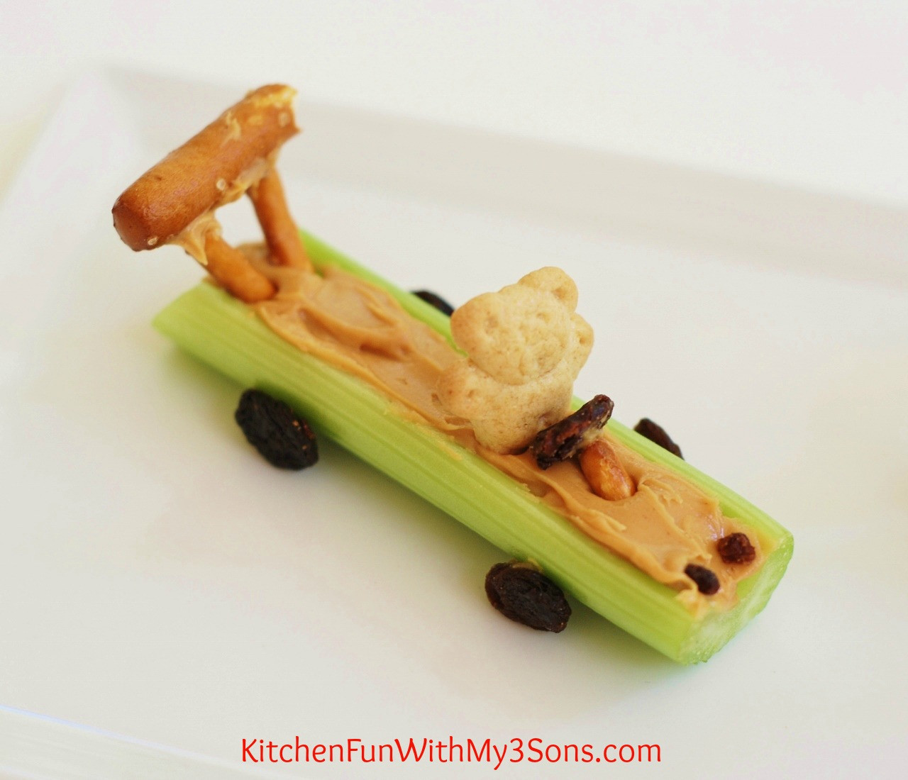 Healthy Car Snacks
 Celery Teddy Race Cars Kitchen Fun With My 3 Sons