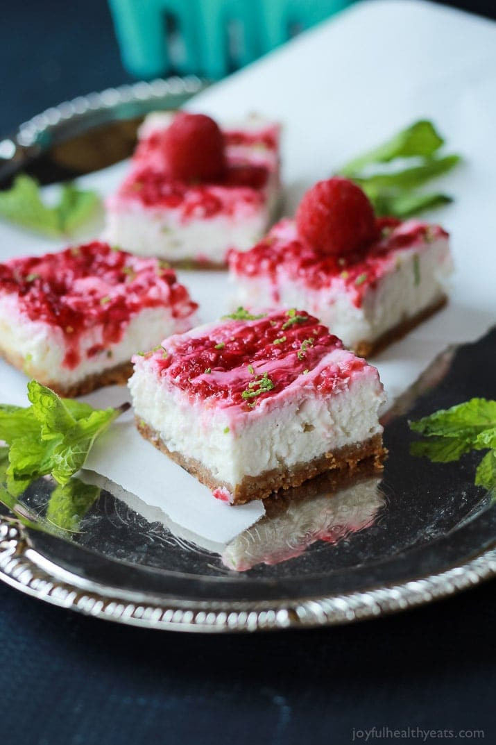 Healthy Cheesecake Recipe
 Skinny Raspberry Mojito Cheesecake Bars