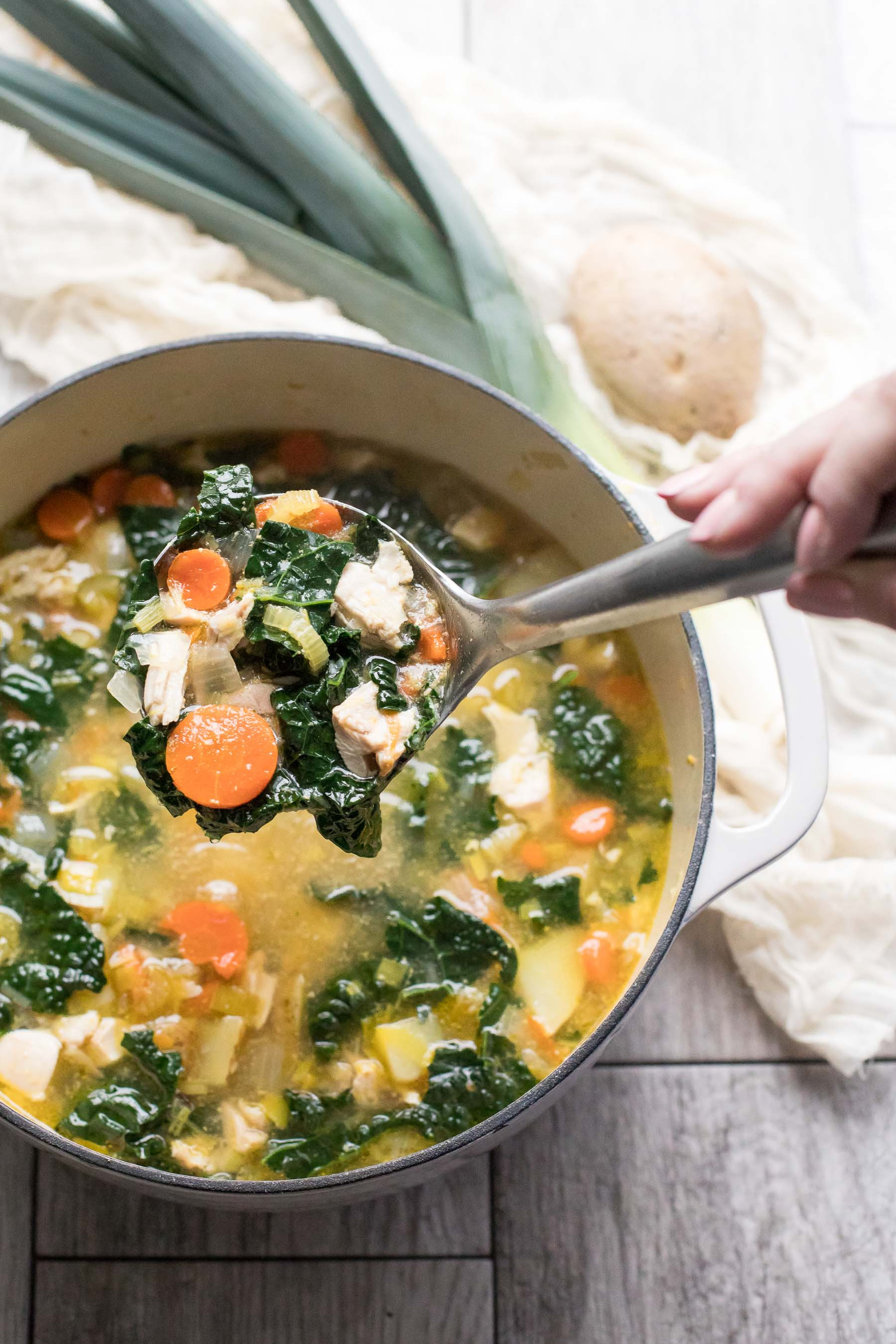 Healthy Chicken And Kale Recipes
 Paleo & Whole30 Potato Leek & Chicken Soup with Kale