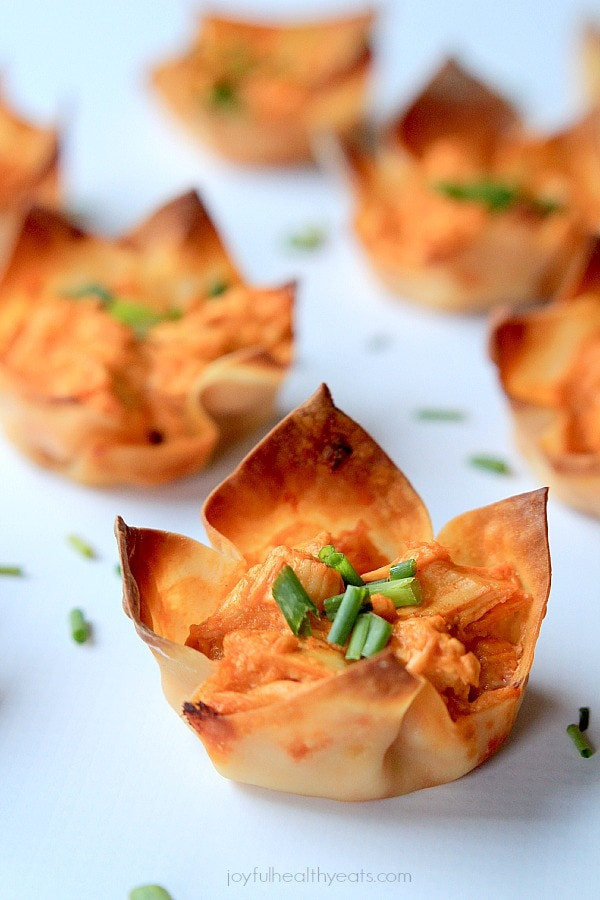 Healthy Chicken Appetizers
 Skinny Buffalo Chicken Wonton Cups