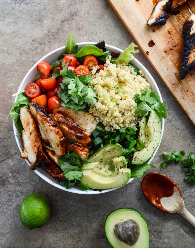 Healthy Chicken Bowl Recipes
 Honey Chipotle Chicken Bowls with Lime Quinoa