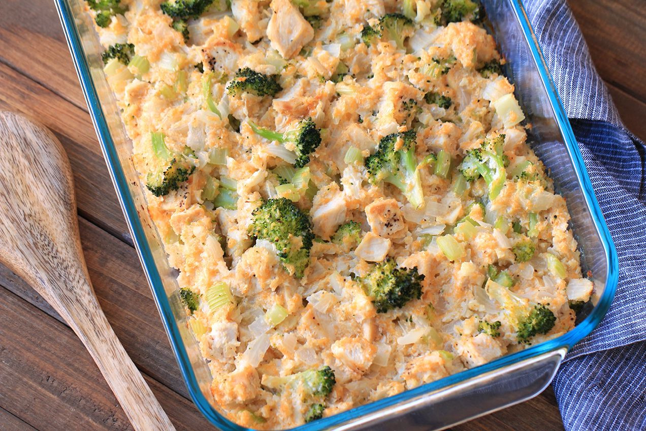 Healthy Chicken Cauliflower Casserole
 Cheesy Chicken Broccoli & Cauliflower Rice Casserole