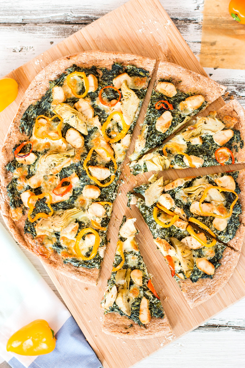 Healthy Chicken Pizza
 Healthy Spinach Artichoke Chicken Pizza