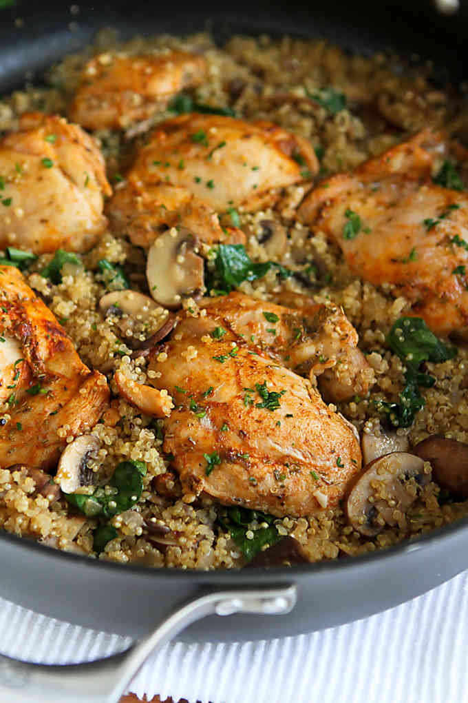 Healthy Chicken Quinoa Recipes
 e Pot Chicken Quinoa Mushrooms & Spinach Easy Dinner