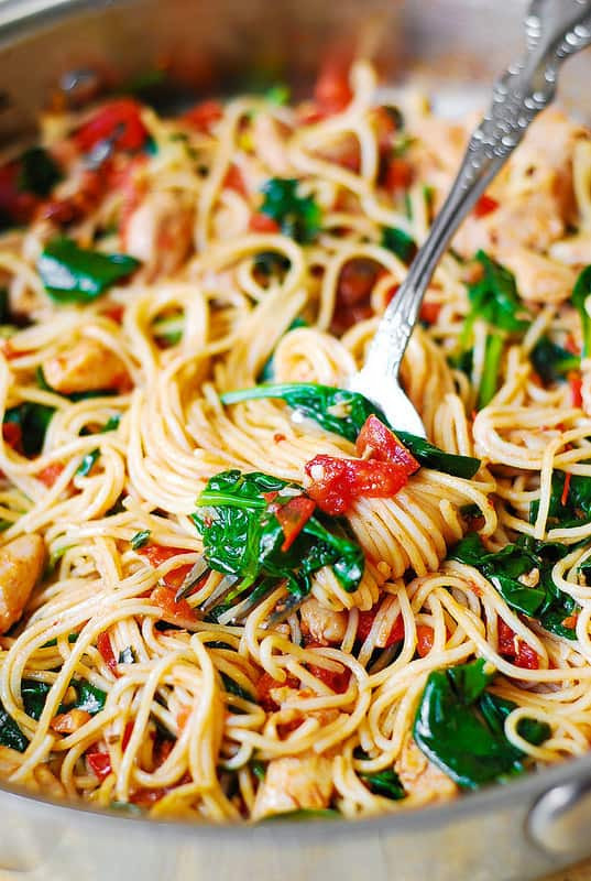 Healthy Chicken Spaghetti Recipe
 Tomato Spinach Chicken Spaghetti Julia s Album