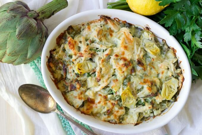 Healthy Chicken Spinach Casserole
 Healthy Spinach Artichoke Chicken Casserole