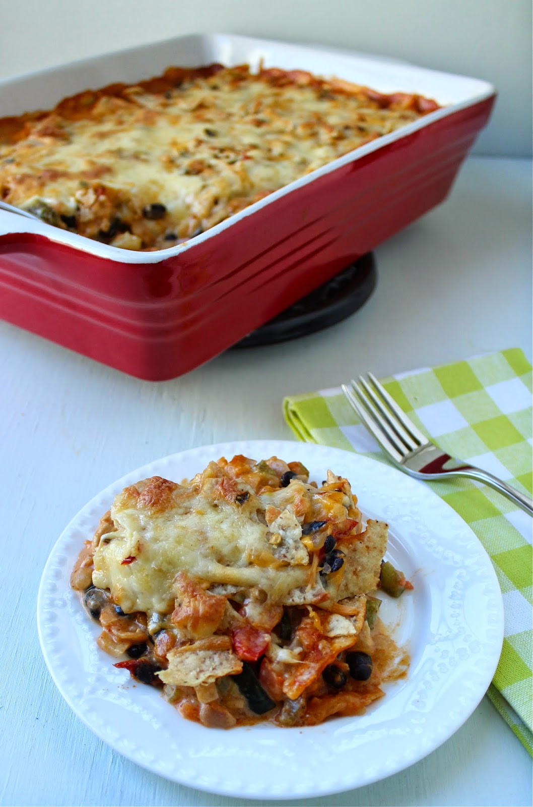 Healthy Chicken Taco Casserole
 Stew or a Story Healthy Chicken & Veggie Taco Bake