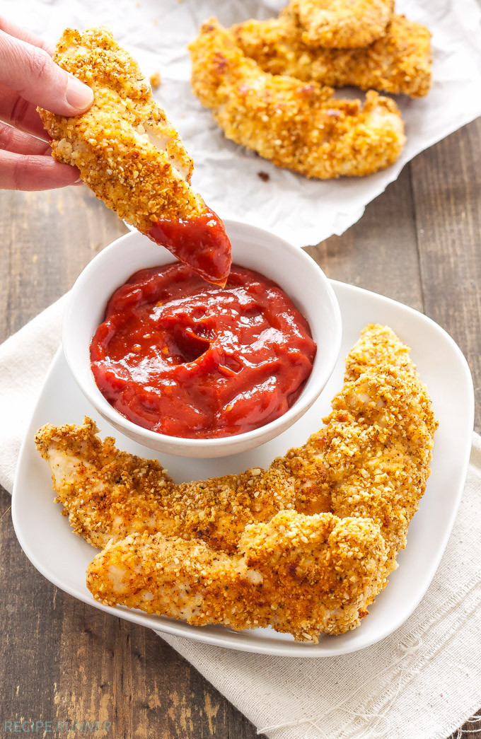 Healthy Chicken Tenders Recipe
 Almond Crusted Chicken Tenders with Chipotle Ketchup
