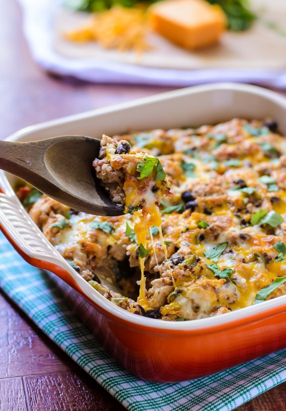 Healthy Chicken Tortilla Casserole
 Mexican Chicken Quinoa Casserole