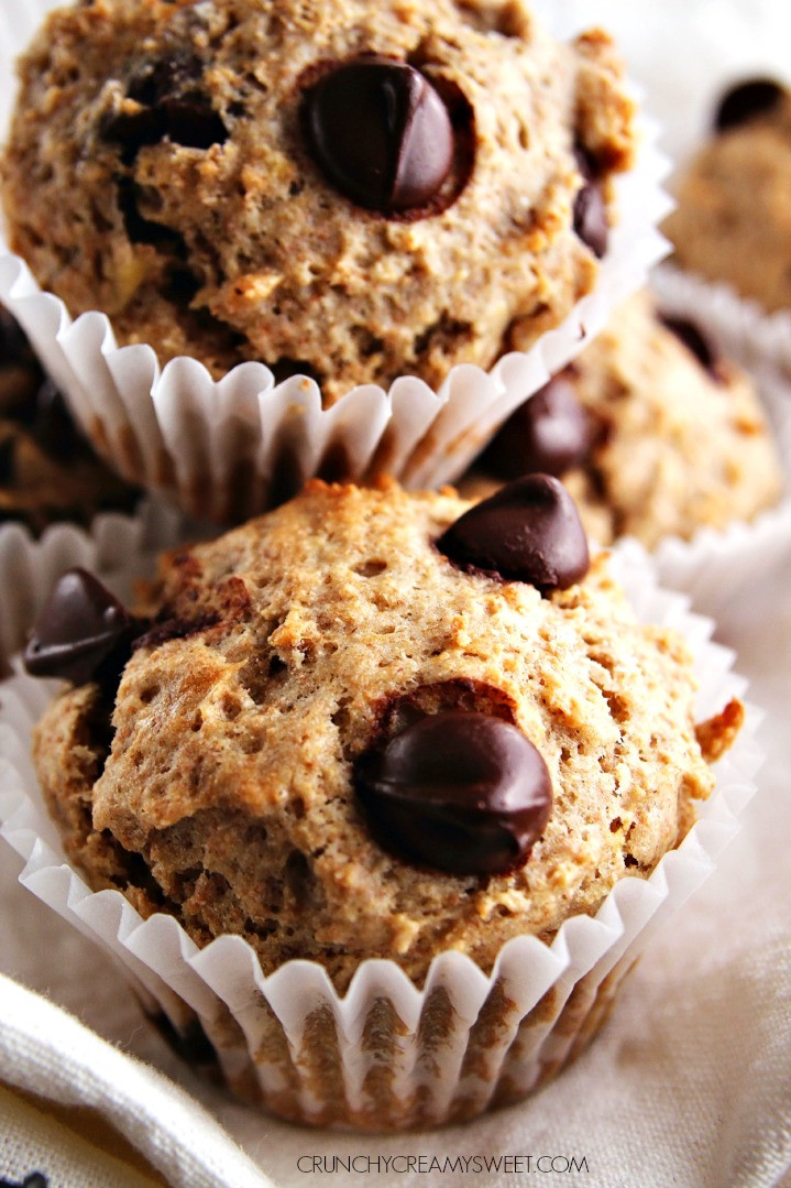 Healthy Chocolate Banana Muffins
 Healthy Banana Chocolate Chip Muffins Crunchy Creamy Sweet