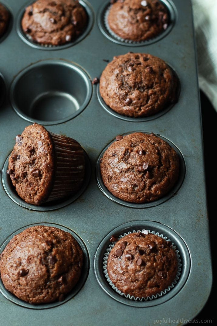 Healthy Chocolate Banana Muffins
 healthy double chocolate muffins