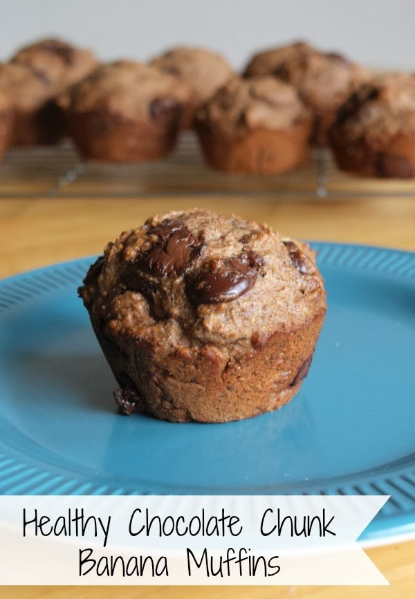 Healthy Chocolate Banana Muffins
 Healthy Chocolate Chunk Banana Muffins