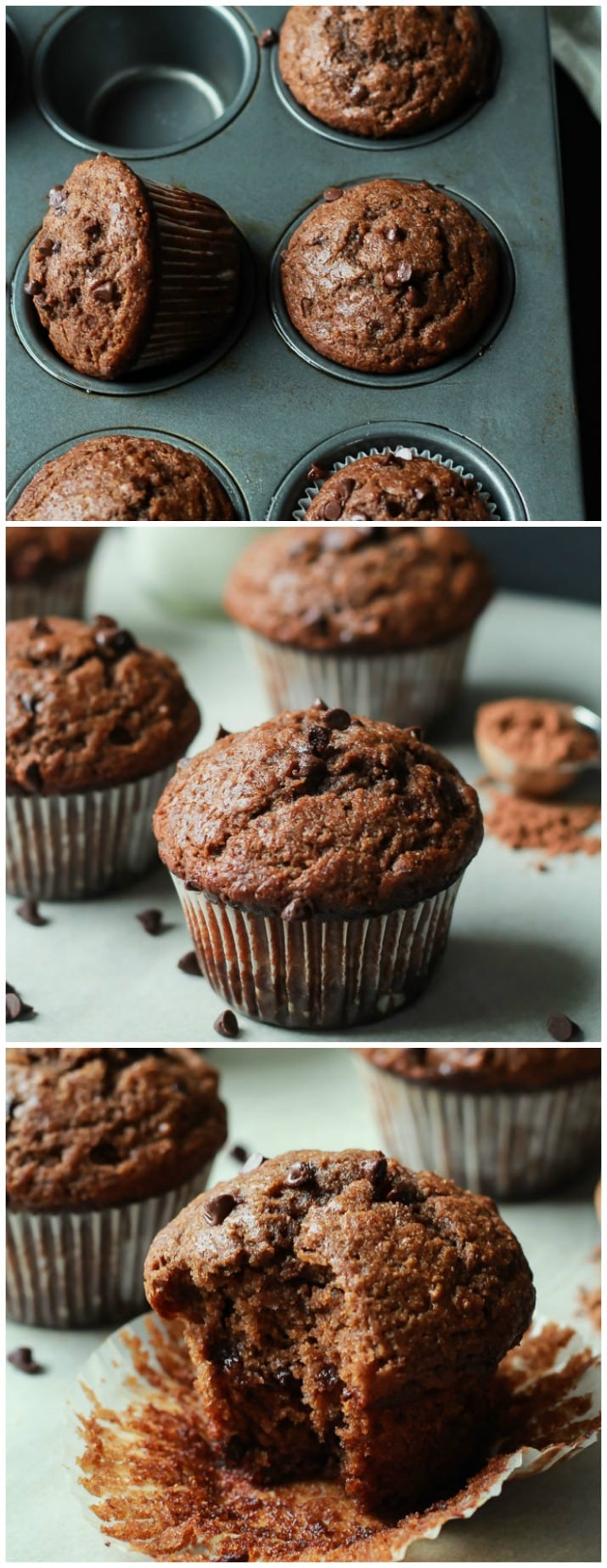 Healthy Chocolate Banana Muffins
 Skinny Double Chocolate Banana Muffins