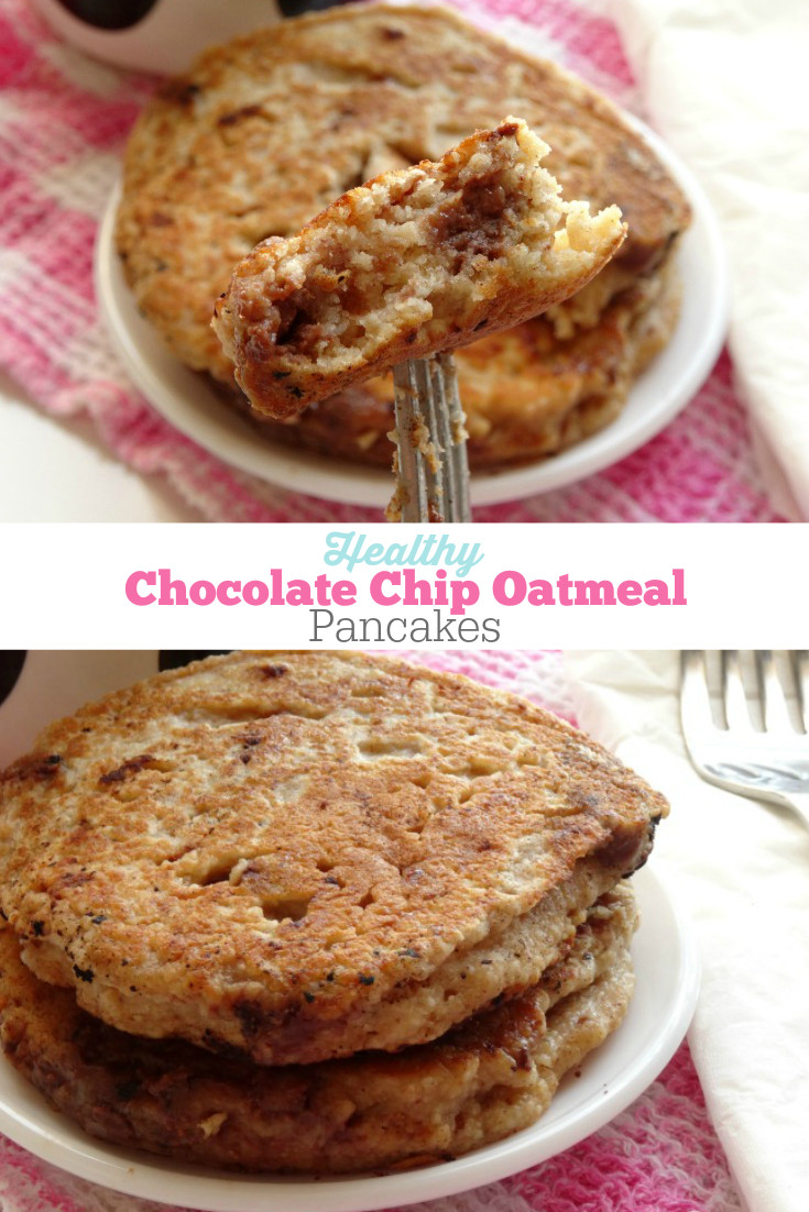 Healthy Chocolate Chip Pancakes
 Healthy Chocolate Chip Oatmeal Pancakes