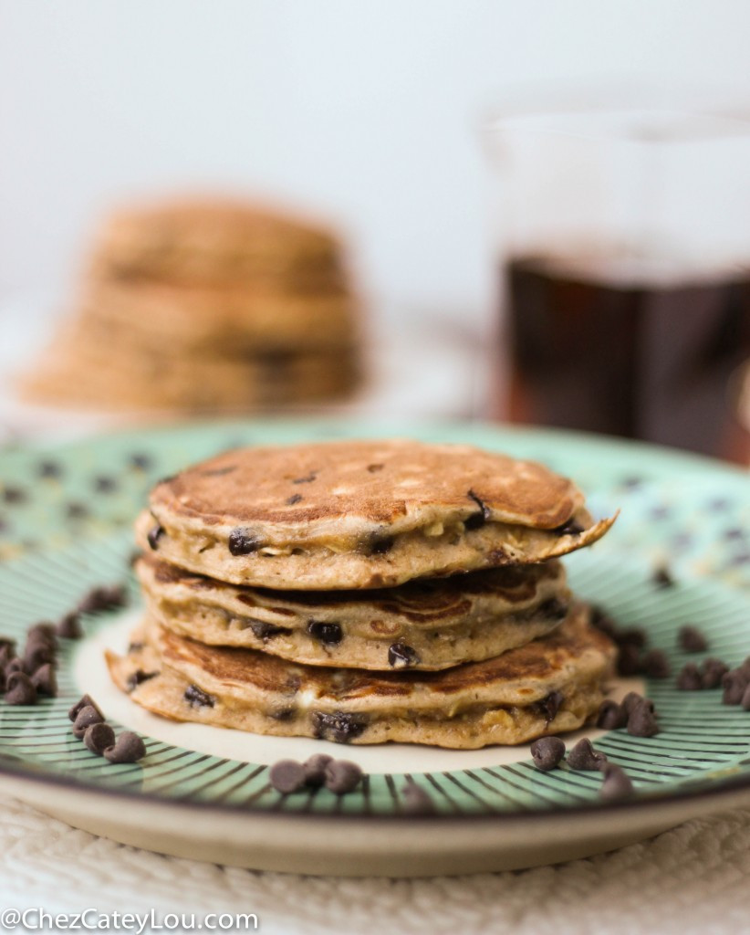 Healthy Chocolate Chip Pancakes
 Single Serving Healthy Chocolate Chip Pancakes Chez CateyLou