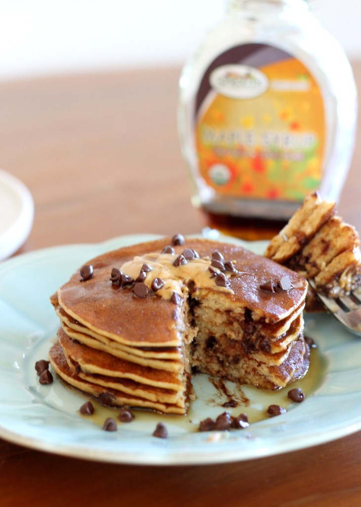 Healthy Chocolate Chip Pancakes
 Banana Peanut Butter & Chocolate Chip Protein Pancakes