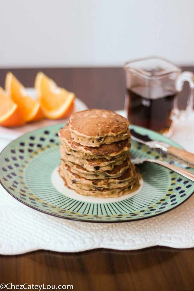 Healthy Chocolate Chip Pancakes
 Single Serving Healthy Chocolate Chip Pancakes Chez CateyLou