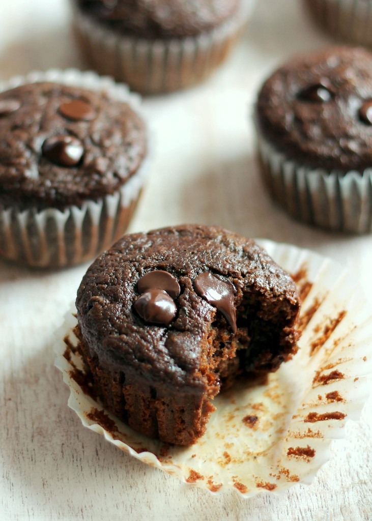 Healthy Chocolate Zucchini Muffins
 Healthy Double Chocolate Zucchini Muffins