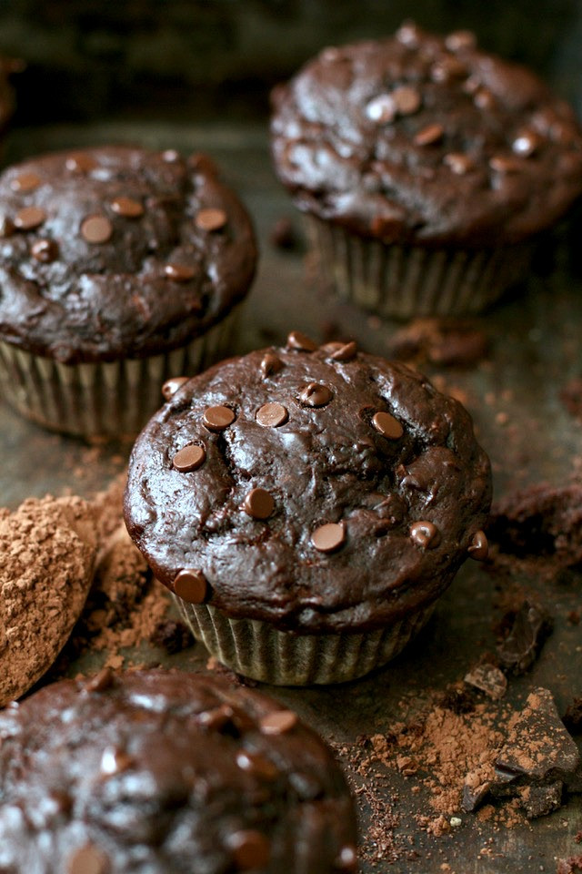 Healthy Chocolate Zucchini Muffins
 Healthy Double Chocolate Zucchini Muffins