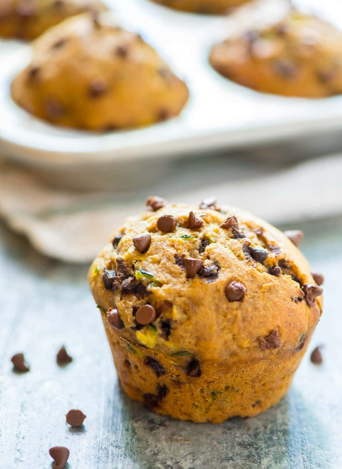 Healthy Chocolate Zucchini Muffins
 Healthy Zucchini Muffins with Chocolate Chips