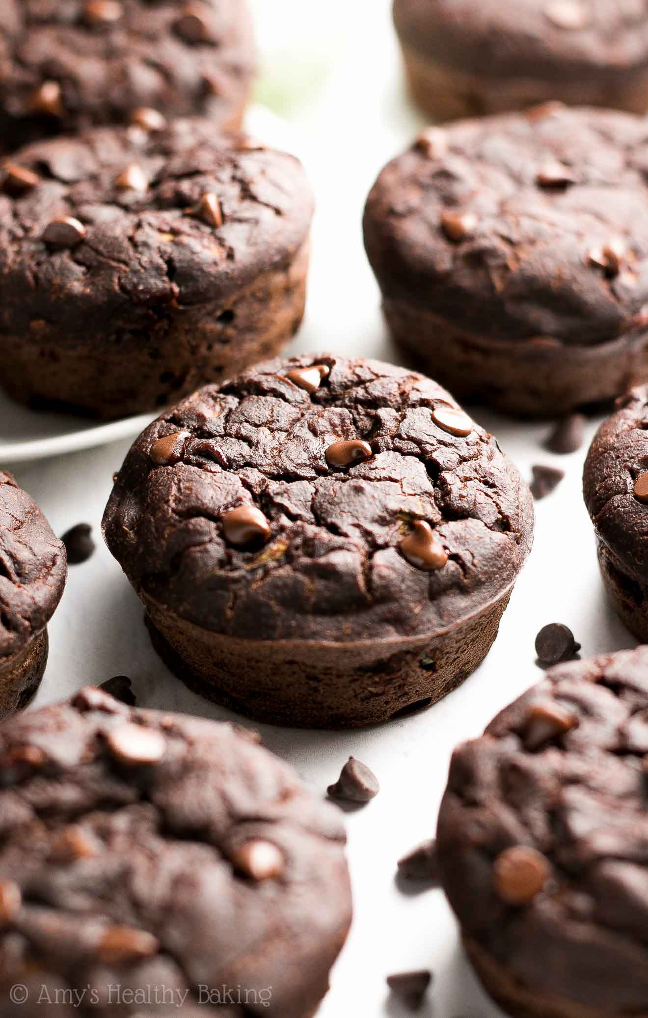 Healthy Chocolate Zucchini Muffins
 Healthy Double Chocolate Zucchini Muffins