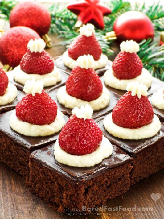 Healthy Christmas Dessert Recipes
 Santa Hat Mini Brownies – Healthy Christmas Party Dinner