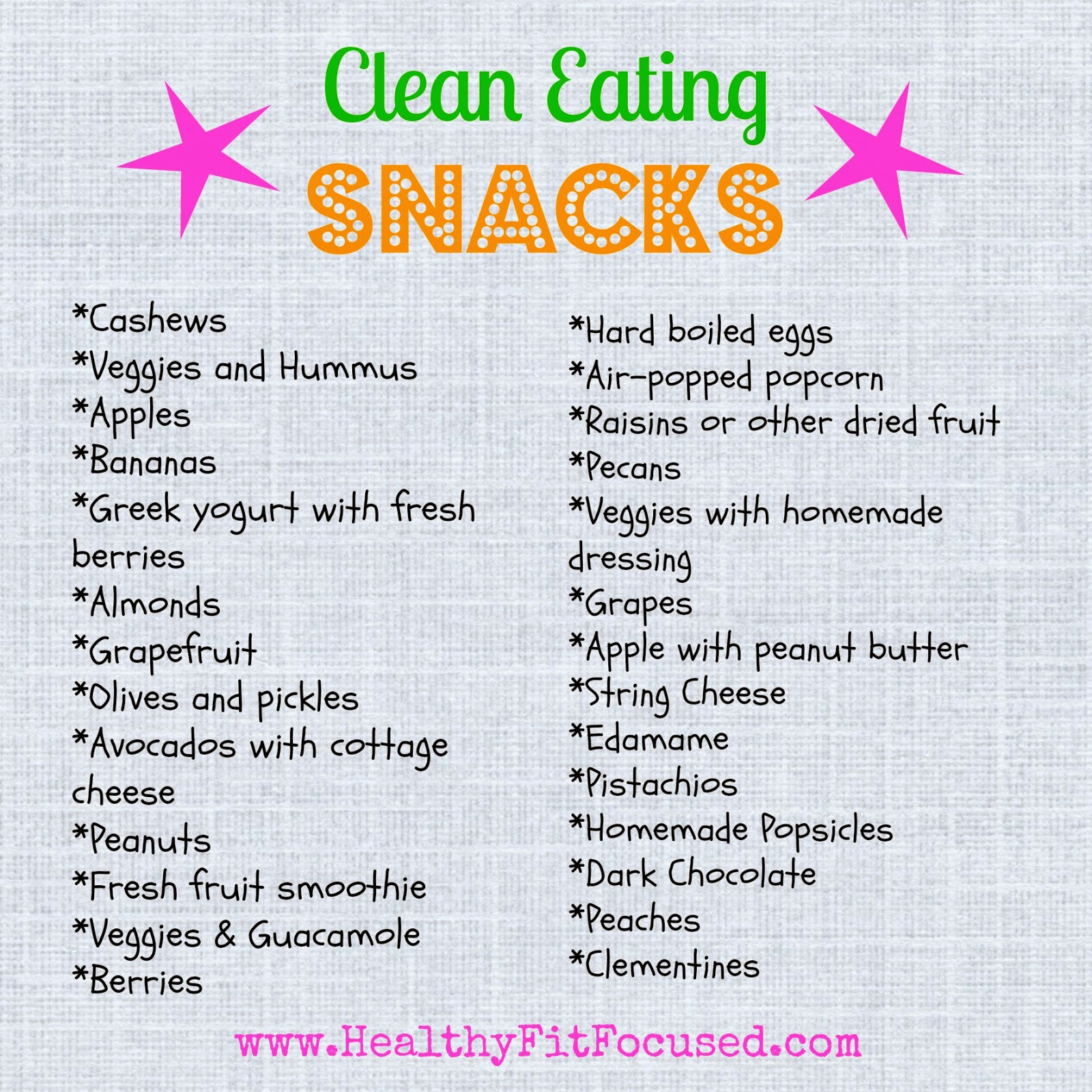 Healthy Clean Snacks
 Healthy Fit and Focused Healthy Snack Ideas
