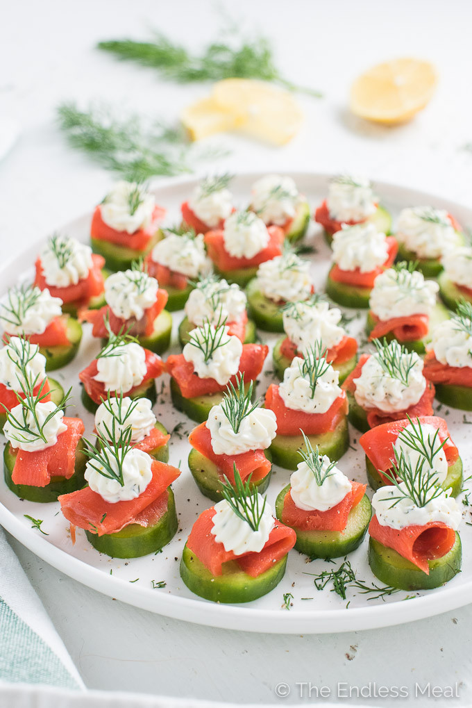 Healthy Cold Snacks
 Smoked Salmon Appetizer Bites w Lemon Dill Cream Cheese