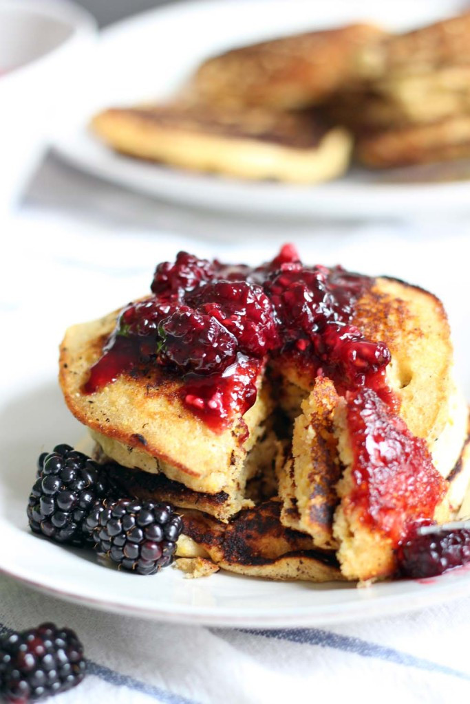 Healthy Cornmeal Pancakes
 Honey Cornmeal Pancakes with Blackberry Maple Syrup