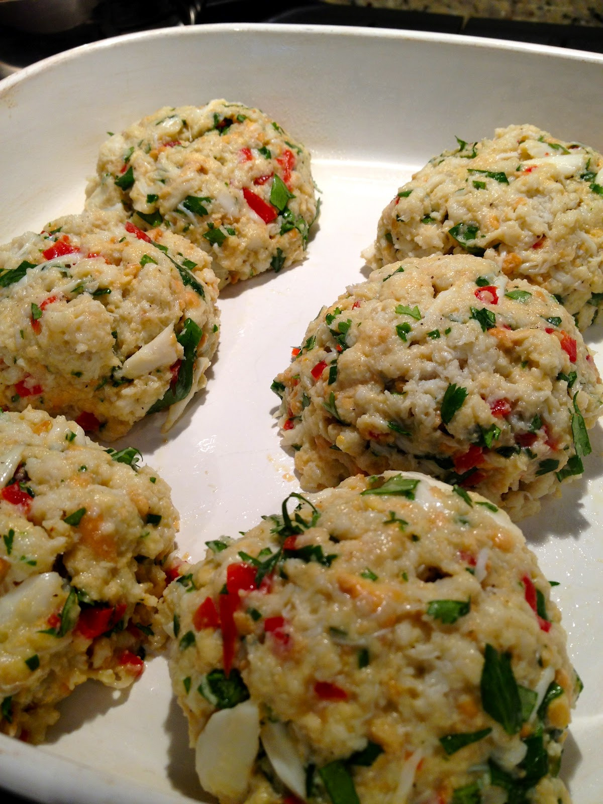 Healthy Crab Cakes
 half tomato half potato Healthy Baked Crab Cakes with