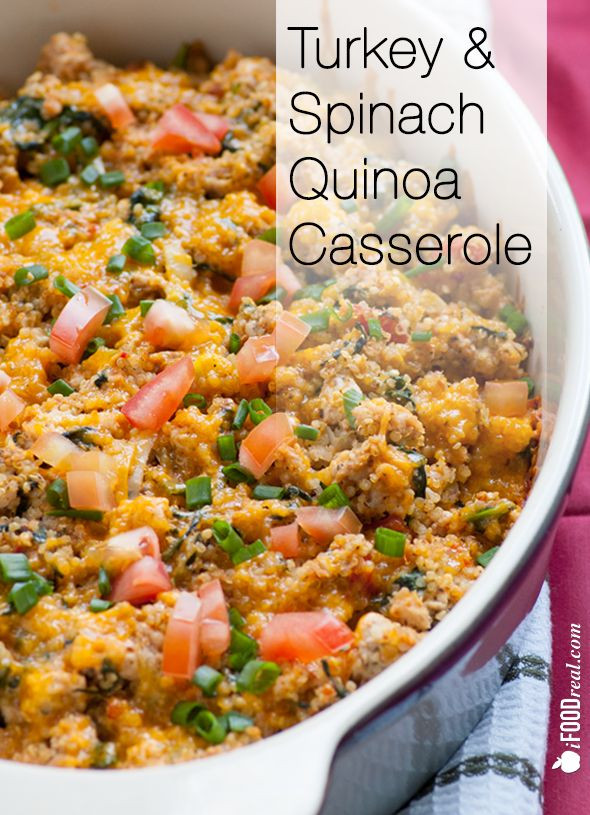 Healthy Dinner Ideas With Ground Turkey
 Ground Turkey Quinoa Casserole with Spinach