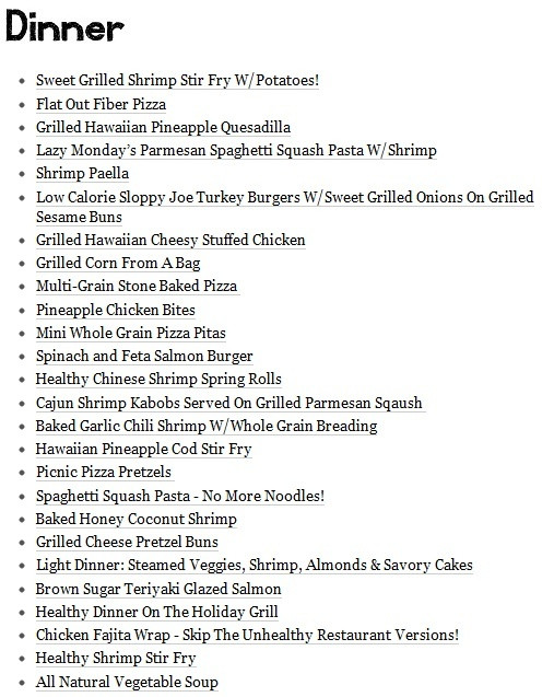 Healthy Dinner Menu
 Healthy Dinner Menu For Eating & Drinking