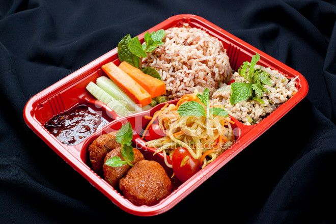 Healthy Dinner Take Out
 Healthy Meal IN Take Out Bento Box stock photos