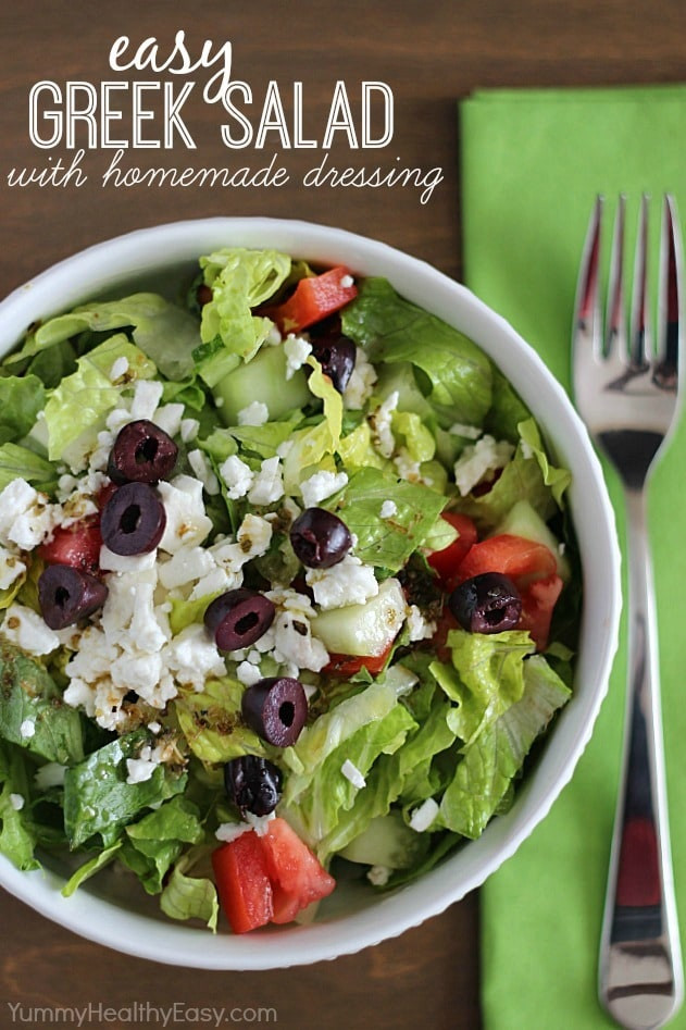 Healthy Easy Salads
 Easy Greek Salad with Homemade Dressing Yummy Healthy Easy