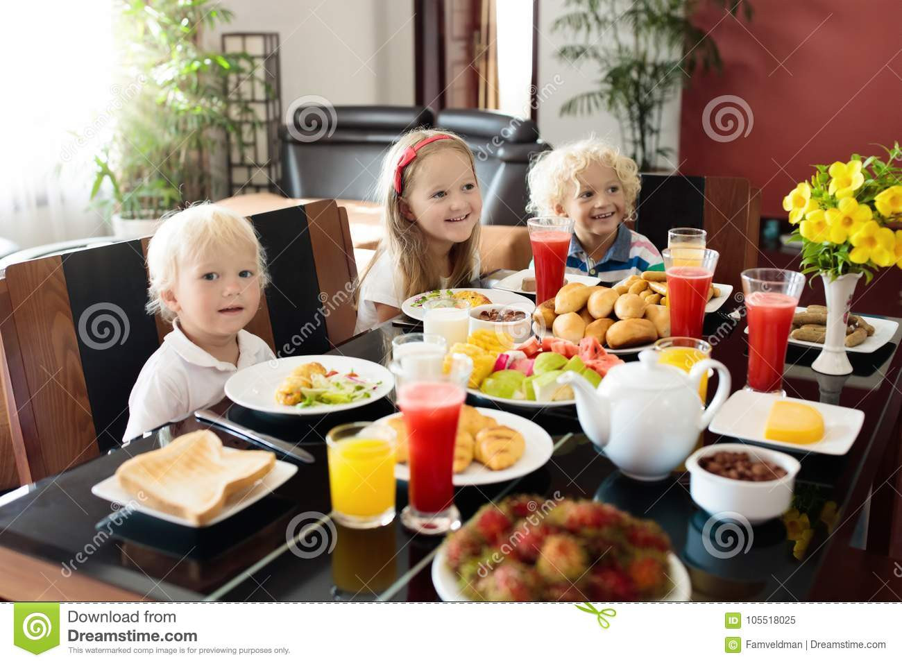 Healthy Family Breakfast
 Healthy Family Breakfast For Mother And Kids Stock Image