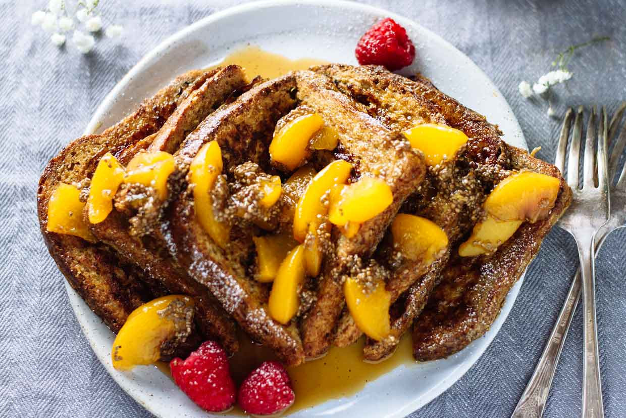 Healthy French Toast
 Healthy French Toast w Peach Chia Seed pote Jar