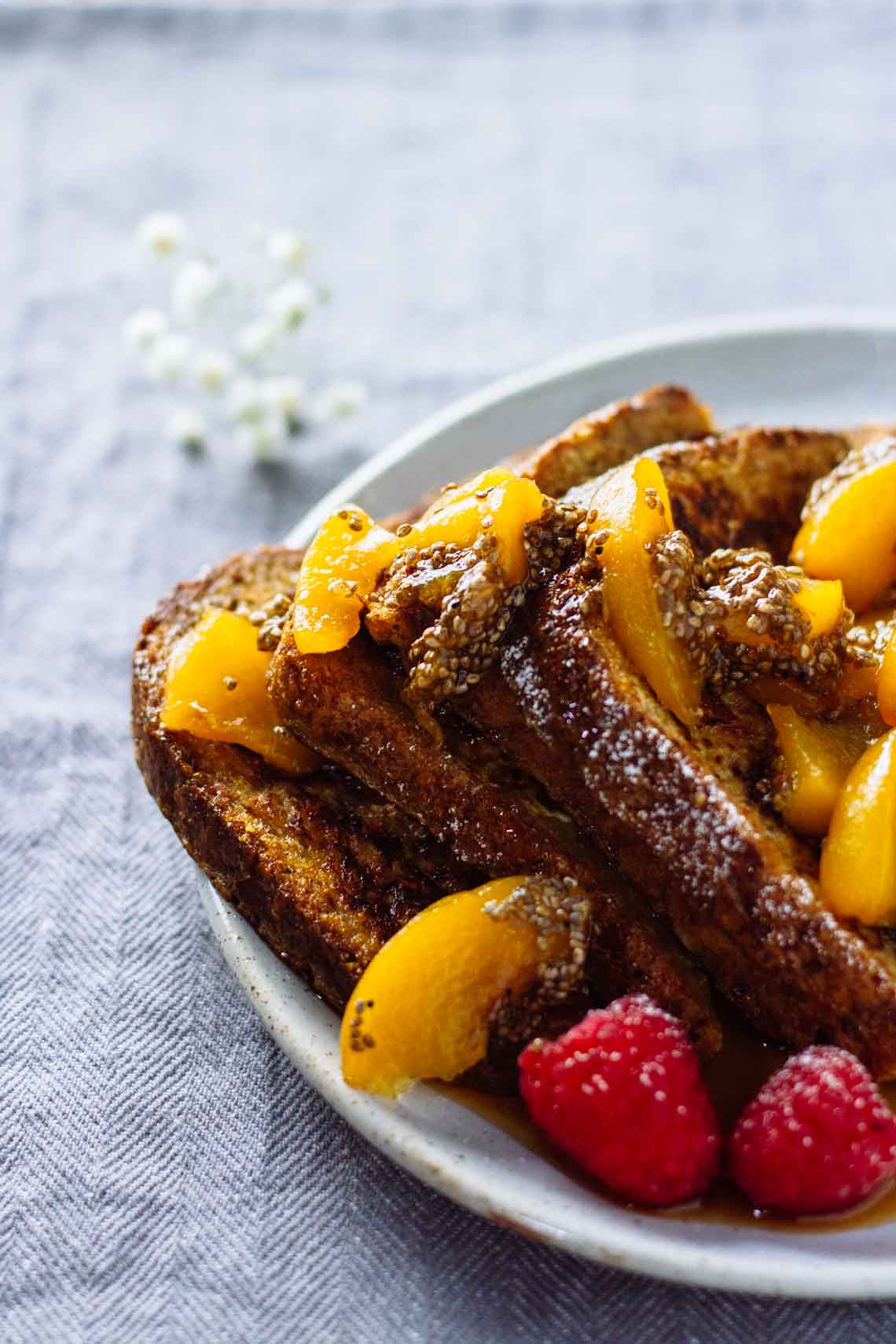 Healthy French Toast
 Healthy French Toast w Peach Chia Seed pote Jar