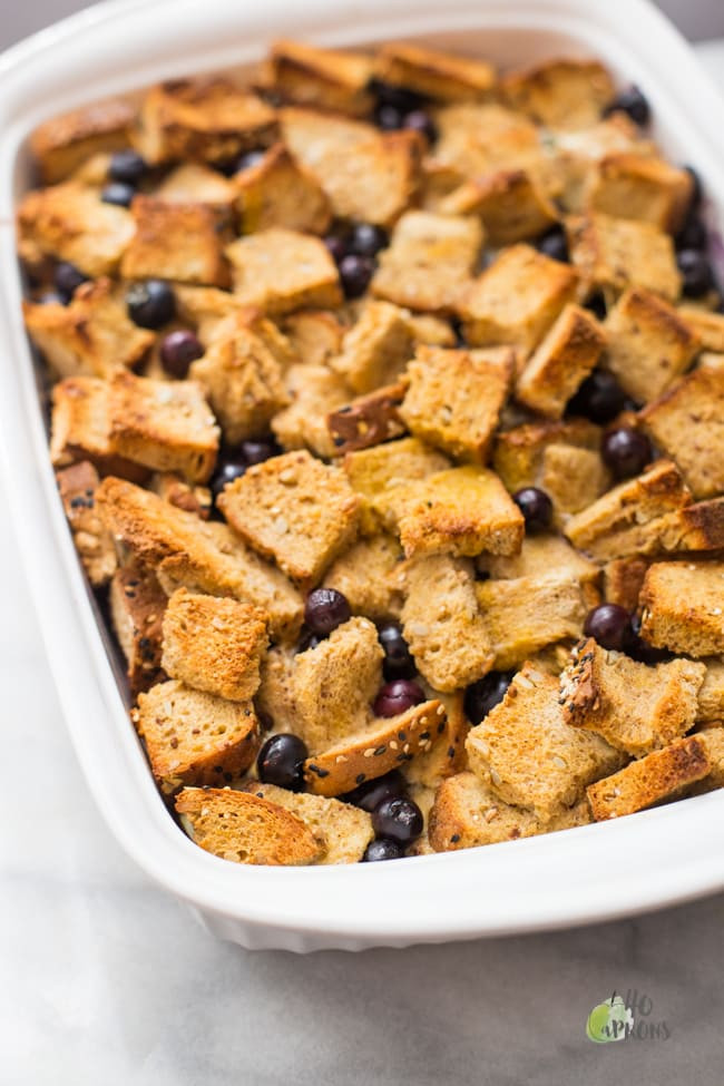 Healthy French Toast Casserole
 Healthy Overnight French Toast Casserole with Blueberries