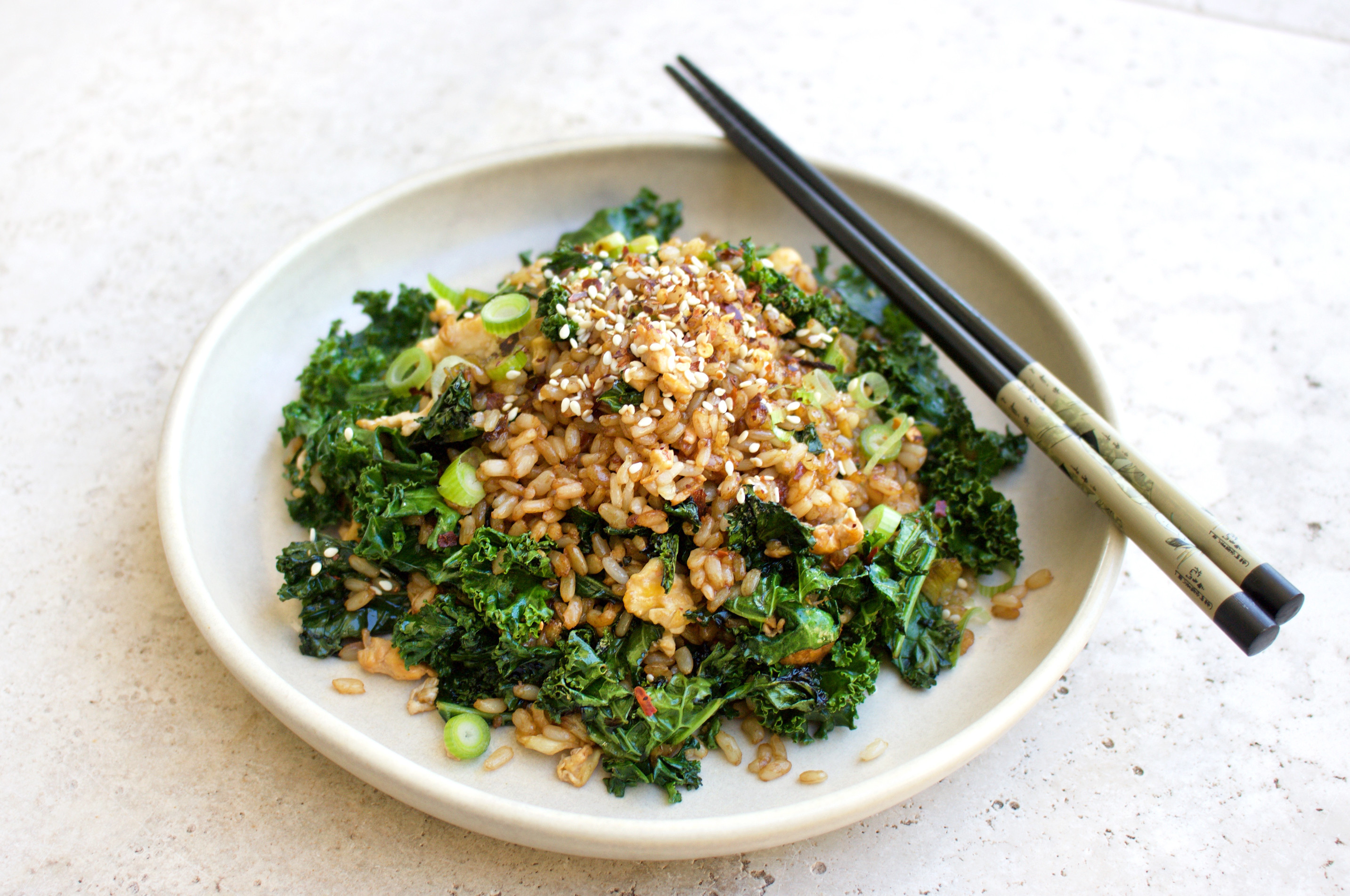 Healthy Fried Rice
 Healthy Fried Rice Recipe w Kale Garlic & Chili