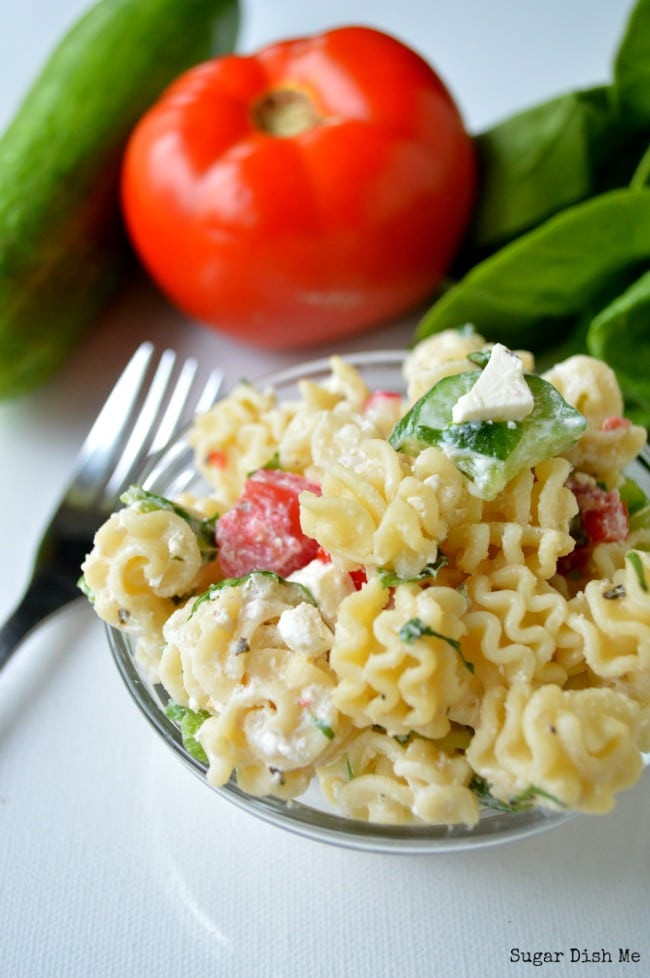 Healthy Greek Pasta Salad
 Healthy Spinach and Feta Greek Pasta Salad Sugar Dish Me