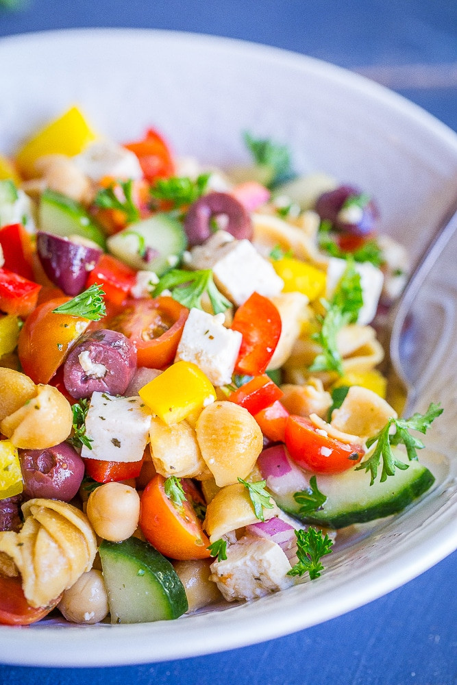 Healthy Greek Pasta Salad
 Loaded Greek Chickpea Pasta Salad She Likes Food