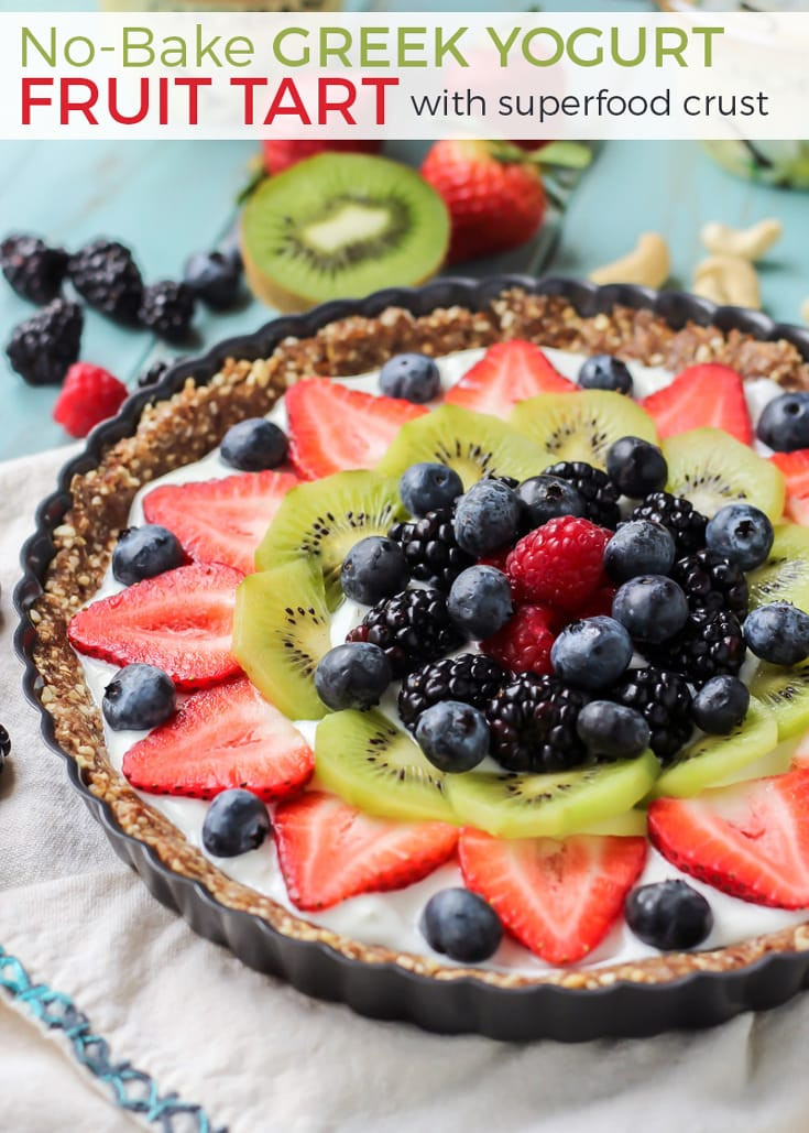 Healthy Greek Yogurt Desserts
 No Bake Greek Yogurt Fruit Tart with Superfood Crust • Fit