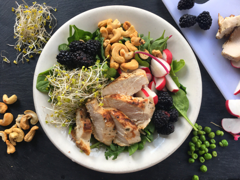 Healthy Grilled Chicken Salad
 Healthy Grilled Chicken Salad with Blackberries & Cashews