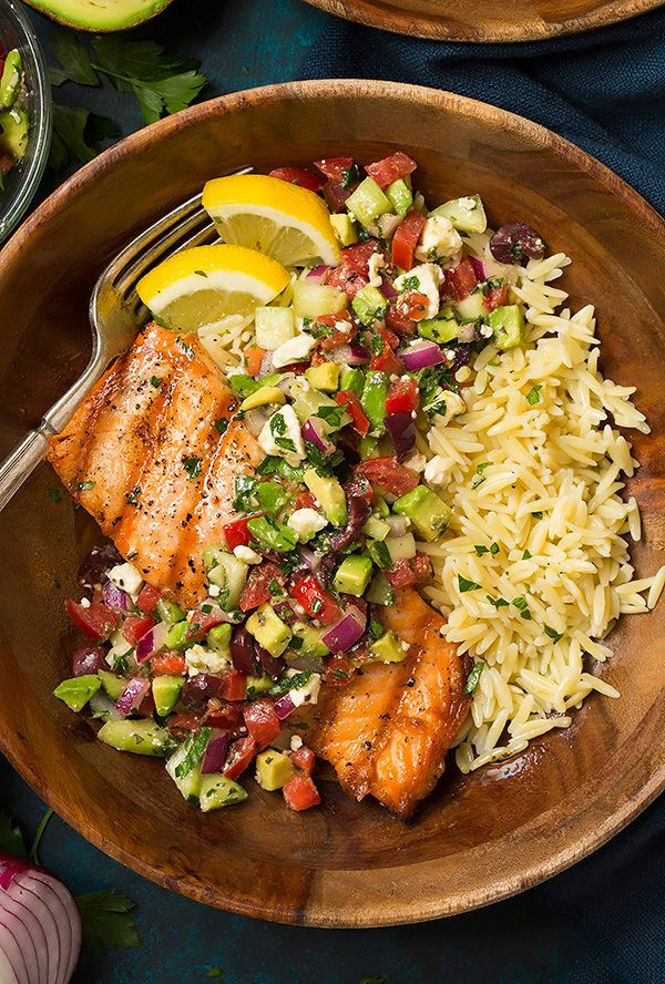 Healthy Grilled Dinners the Best Ideas for Grilled Salmon with Avocado Greek Salsa and orzo Cooking