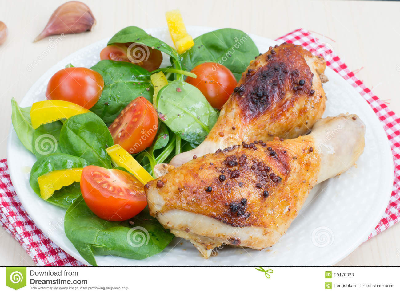 Healthy Grilled Dinners
 Healthy Dinner Grilled Chicken Legs And Salad Stock