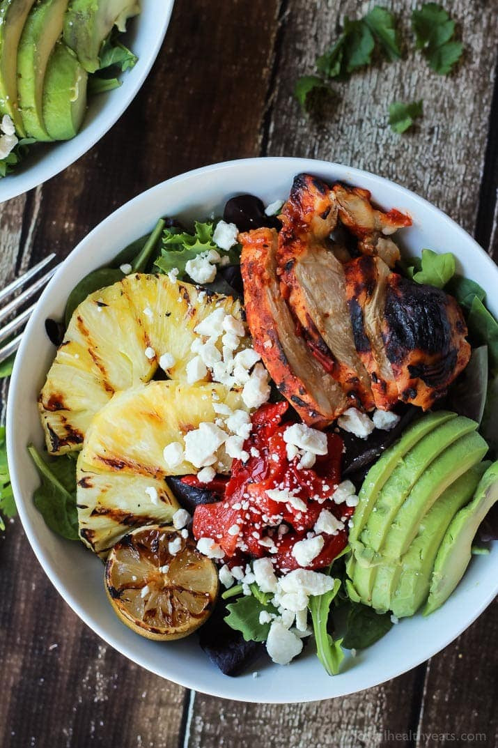 Healthy Grilled Dinners
 Harissa Lime Grilled Chicken Salad with Creamy Cilantro