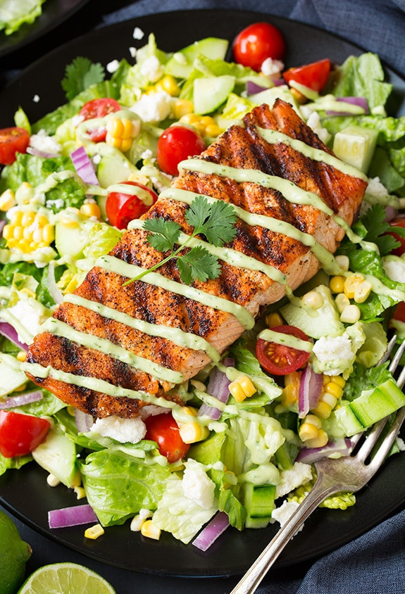 Healthy Grilled Salmon Salad Recipe
 Mexican Grilled Salmon Salad with Avocado Greek Yogurt