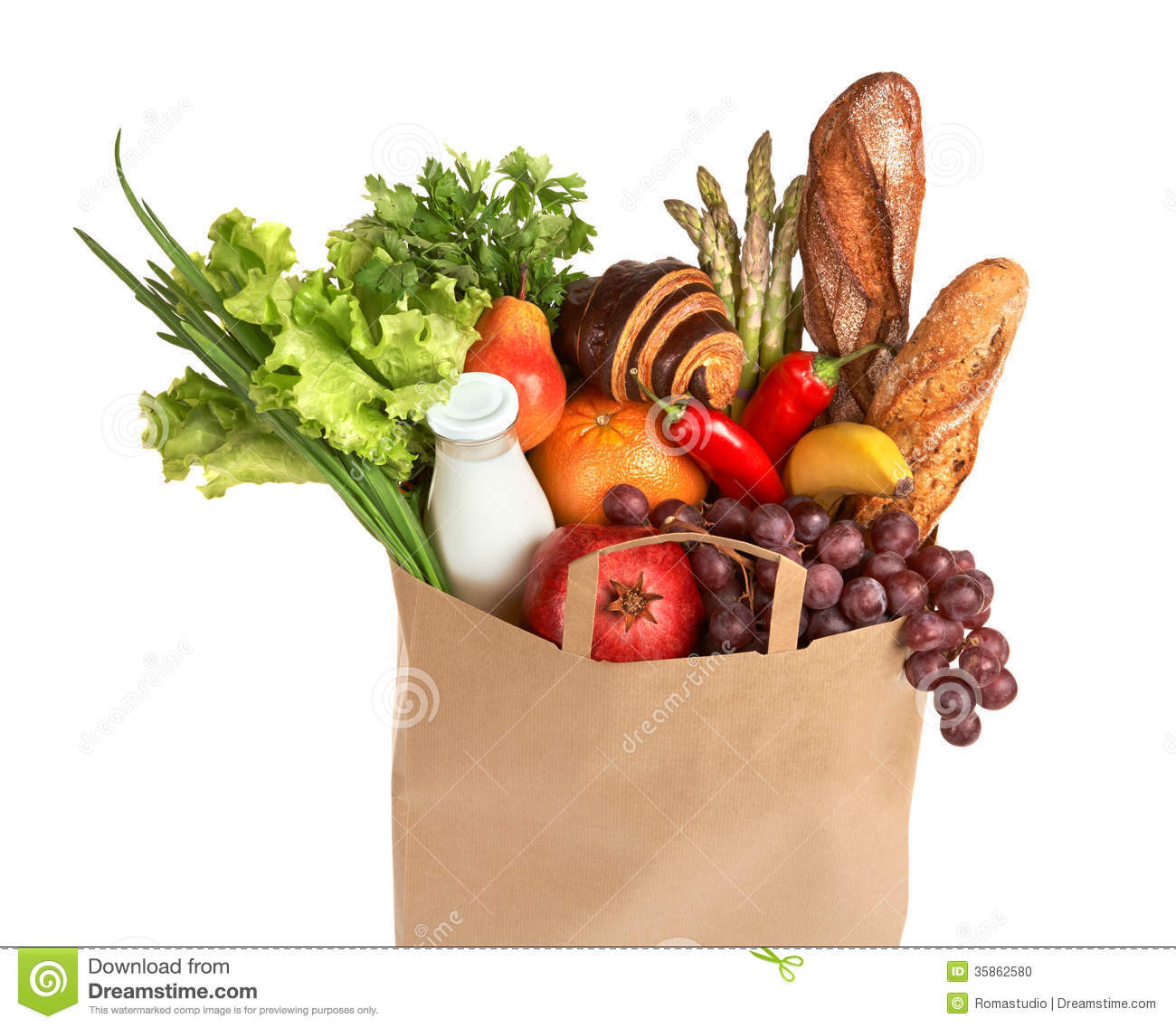 Healthy Grocery Snacks
 A Grocery Bag Full Healthy Fruits And Ve ables Stock