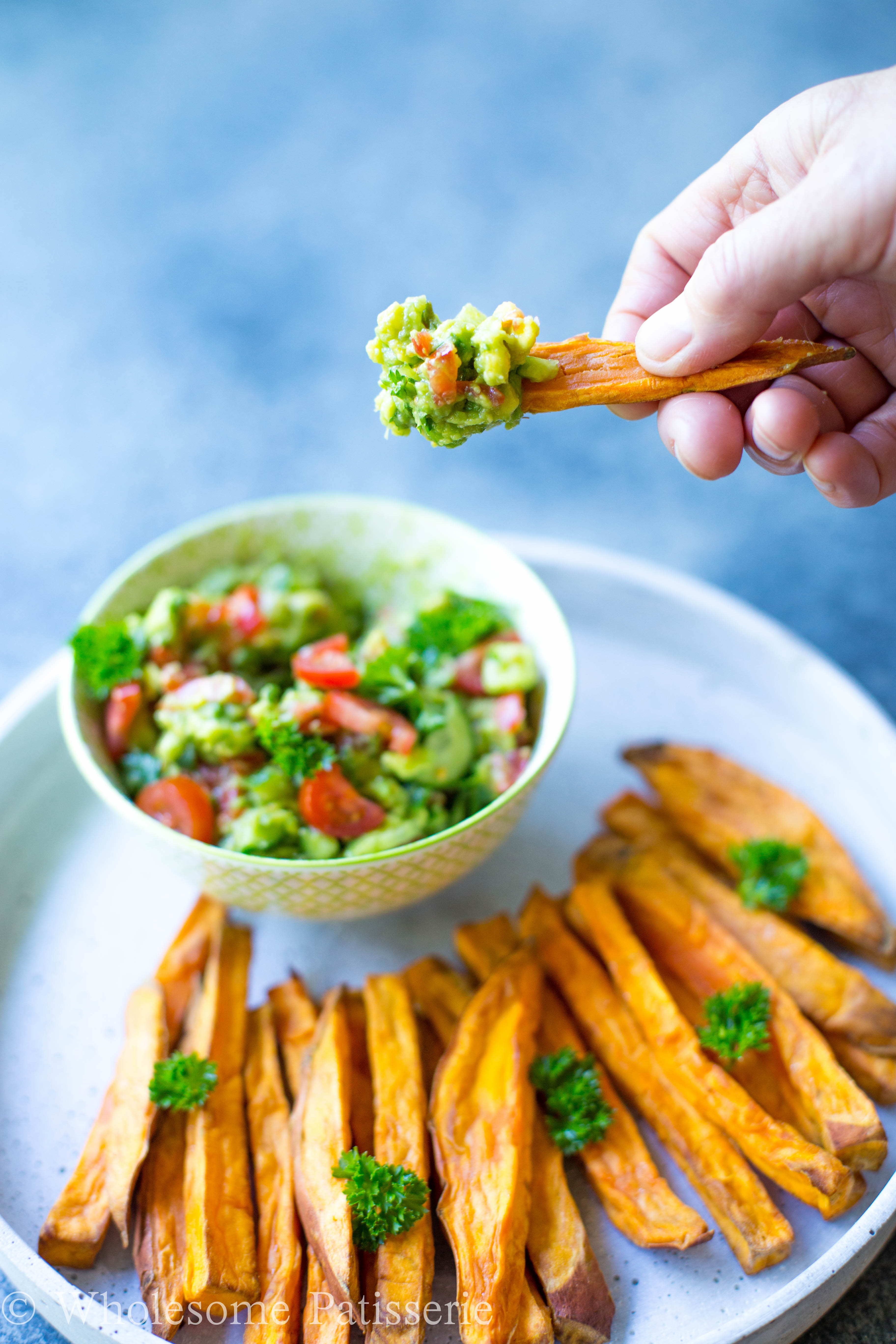 Healthy Guacamole Snacks
 Sweet Potato Fries with Homemade Guacamole